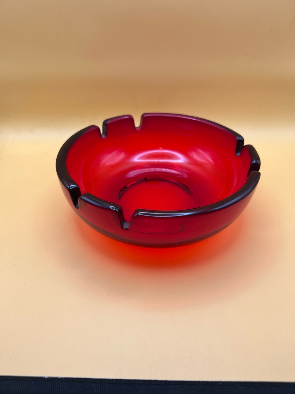 Red Glass Ashtray Bowl - Brand Unspecified